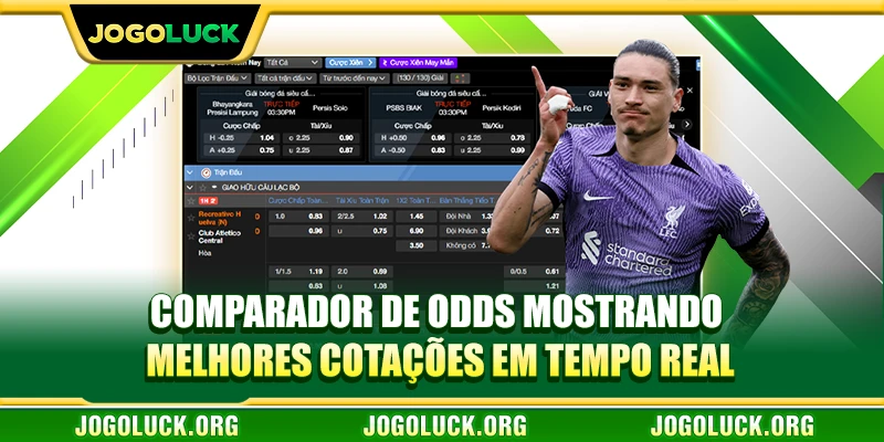 Comparador de odds mostrando melhores cotações em tempo real
